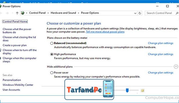 آموزش تنظیمات ویندوز power Options