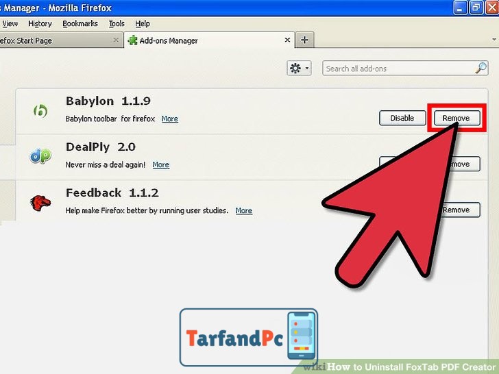حذف FoxTab PDF Creator